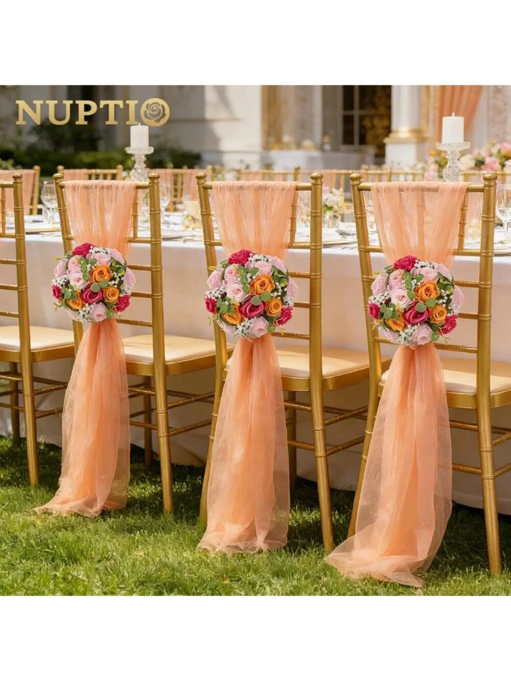 Vibrant Hot Pink & Orange Flower Ball Centerpieces for Table Decor, Wedding